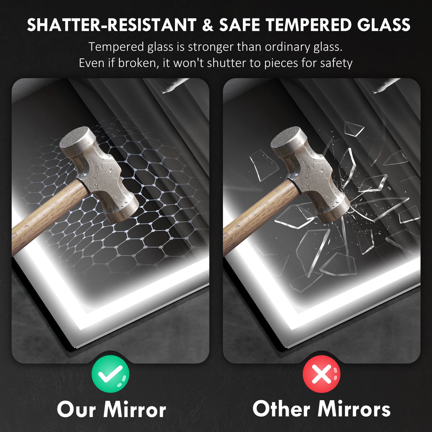 600 x 800 mm Bathroom Mirror with Bluetooth Lights Demister Pad