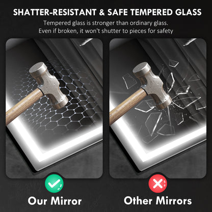 600 x 800 mm Bathroom Mirror with Bluetooth Lights Demister Pad