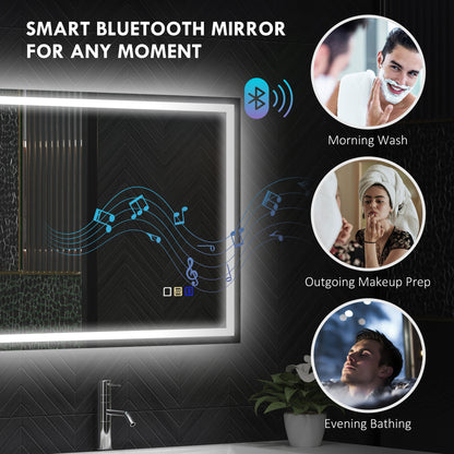 600 x 800 mm Bathroom Mirror with Bluetooth Lights Demister Pad