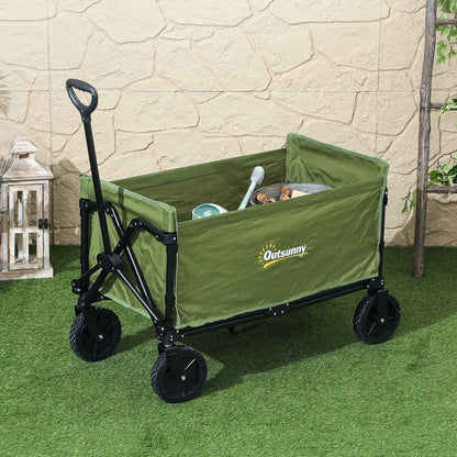 120L Folding Collapsible Wagon with Adjustable Handle, Green