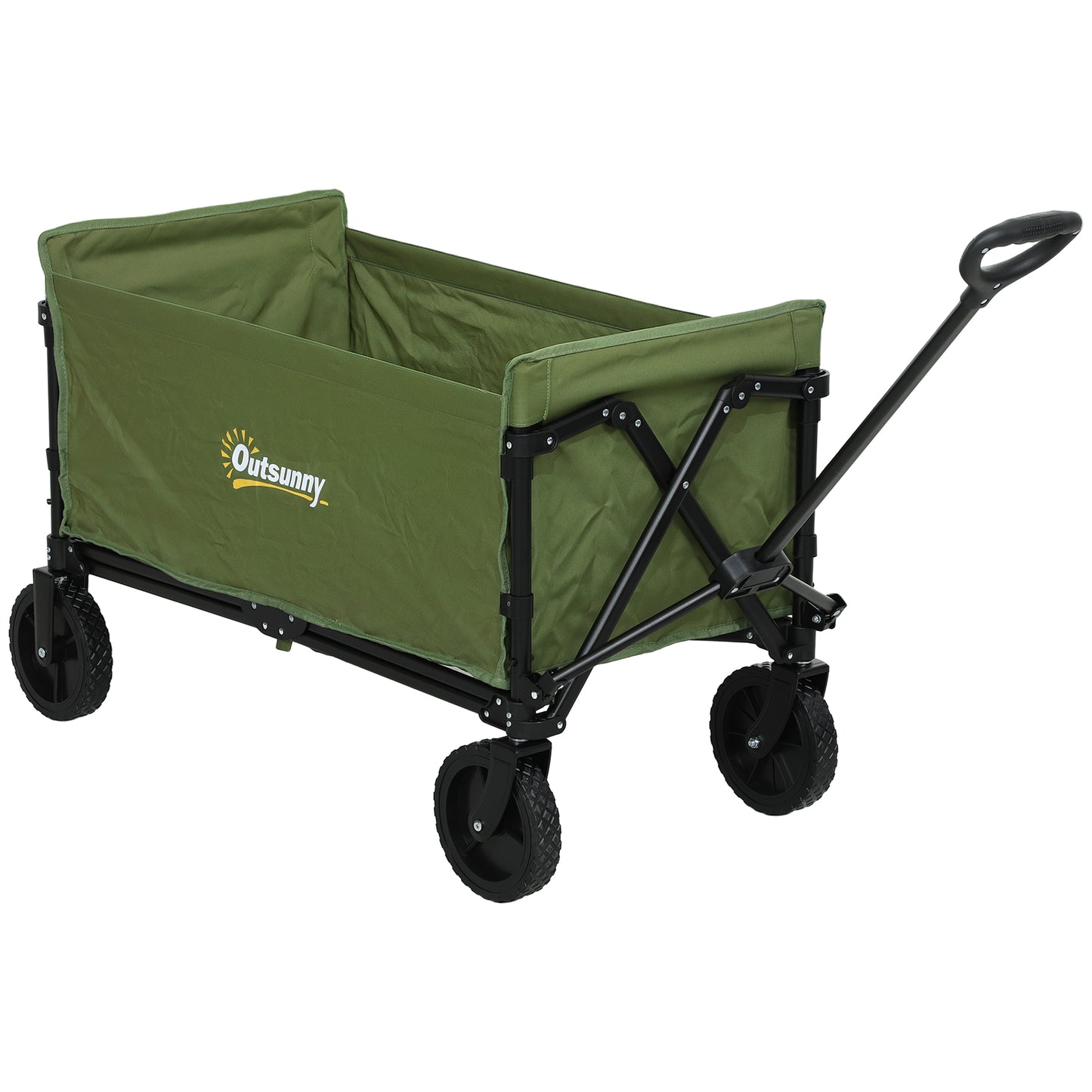 120L Folding Collapsible Wagon with Adjustable Handle, Green