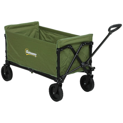 120L Folding Collapsible Wagon with Adjustable Handle, Green