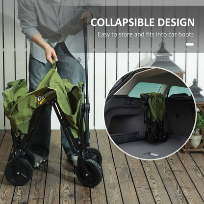 120L Folding Collapsible Wagon with Adjustable Handle, Green