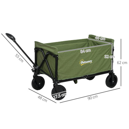 120L Folding Collapsible Wagon with Adjustable Handle, Green