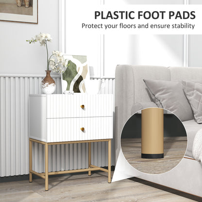 Modern Bedside Table with 2 Drawers for Bedroom, White