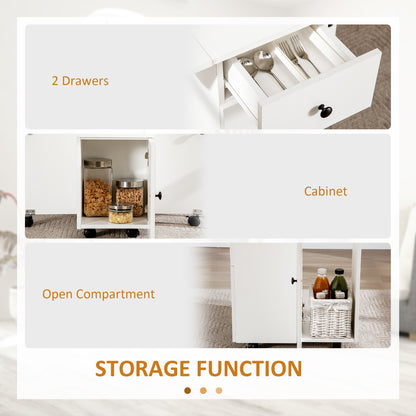 Folding Dining Table, Drop Leaf Table With Drawers White