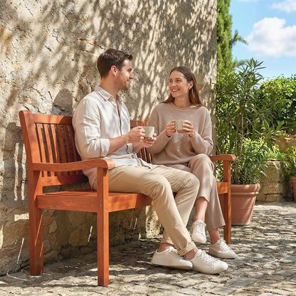 Garden Bench 2 Seater, Wooden Outdoor Bench with Waterproof Cover