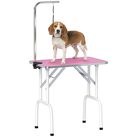 Foldable Dog Grooming Table Adjustable Arm for Small Dogs 81x49x80 cm