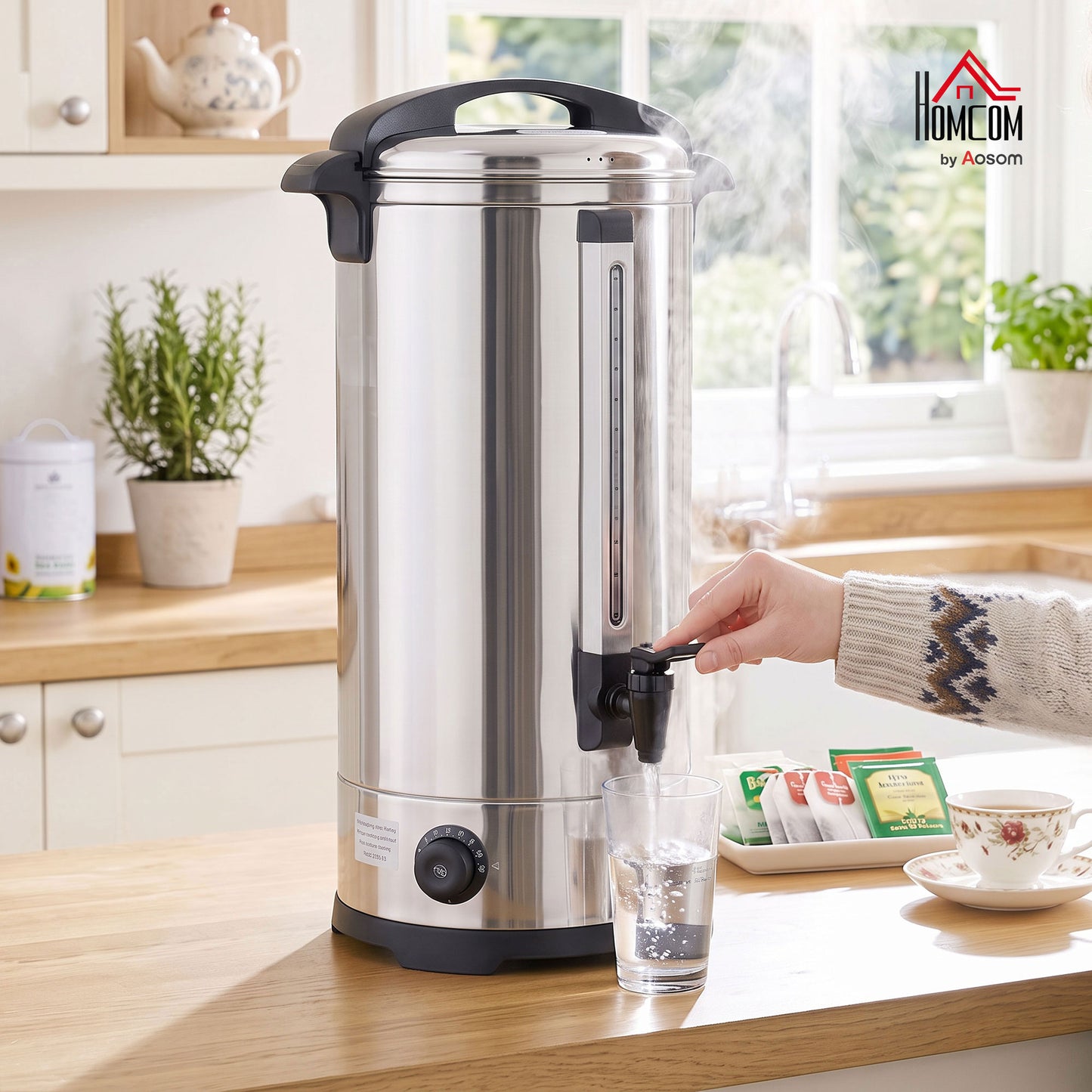 24L Catering Urn, 2500W Stainless Steel Tea Urn with Keep Warm