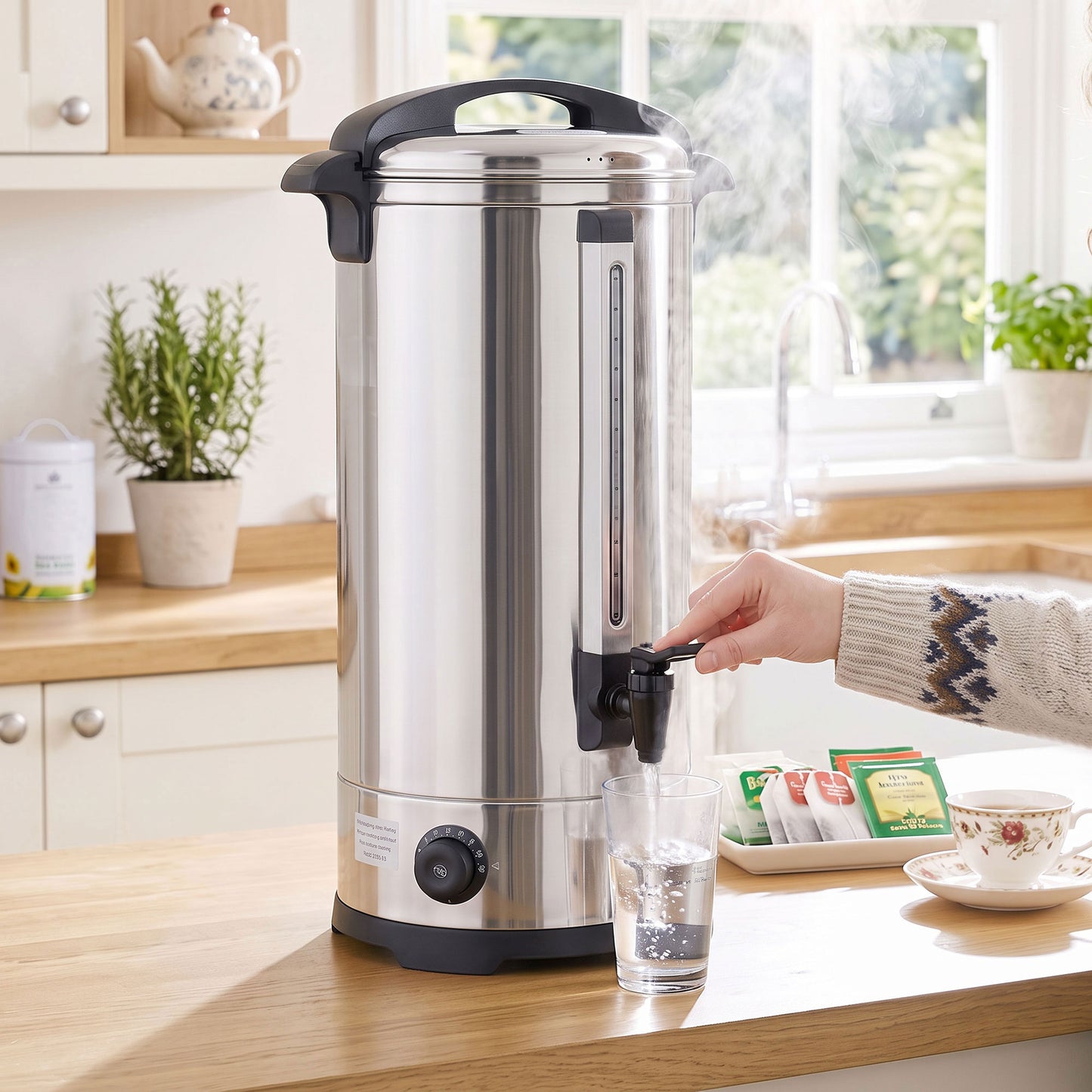 24L Catering Urn, 2500W Stainless Steel Tea Urn with Keep Warm