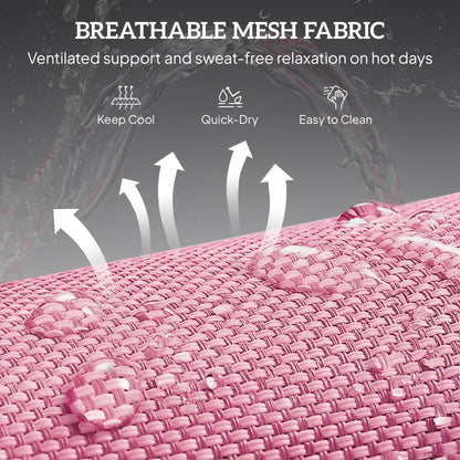 Adjustable Sun Bed Garden Lounger Recliner Relaxing Camping Pink