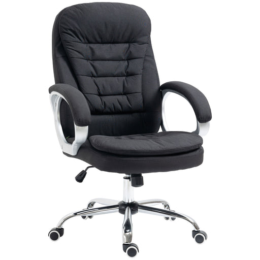 Ergonomic Office Chair Task Chair for Home with Arm, Swivel Wheels, Linen Fabric, Black