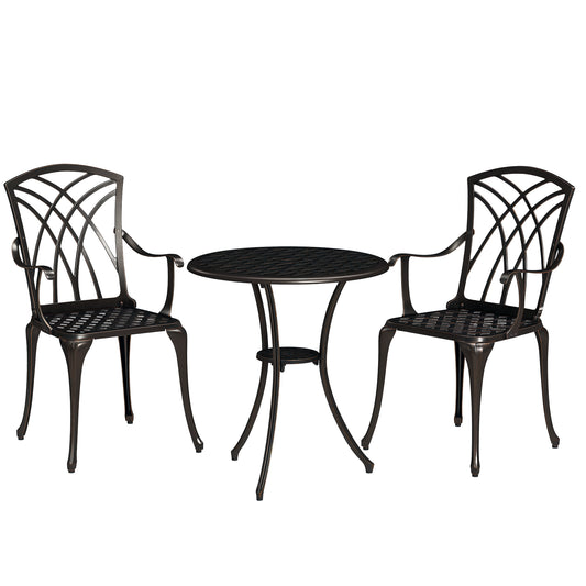 3 PCs Garden Bistro Set Outdoor Garden Furniture Set w/ Umbrella Hole
