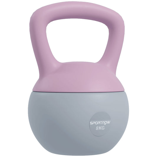 8KG Kettlebell with Soft Body and Non-Slip Handle, Purple and Grey