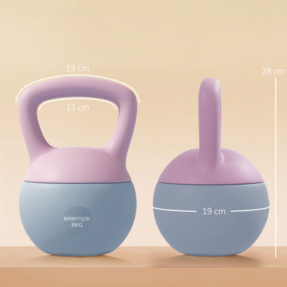 8KG Kettlebell with Soft Body and Non-Slip Handle, Purple and Grey