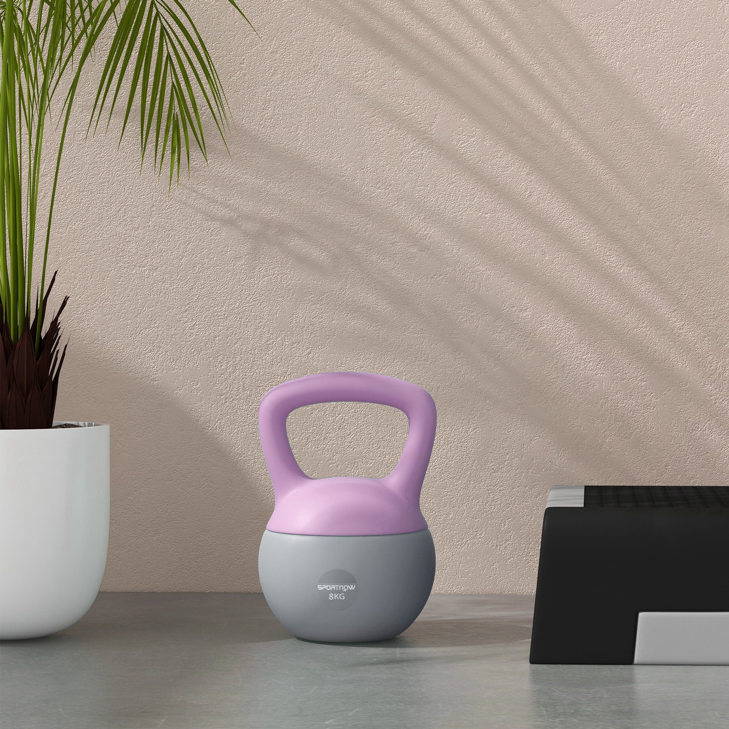 8KG Kettlebell with Soft Body and Non-Slip Handle, Purple and Grey