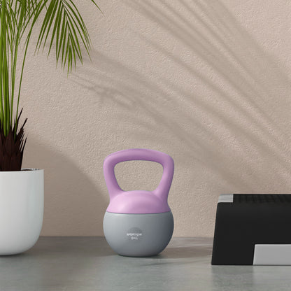 8KG Kettlebell with Soft Body and Non-Slip Handle, Purple and Grey