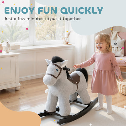Baby Rocking Horse, Toddler Animal Rocker for Kids Aged 2-5, Grey