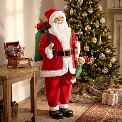 4ft Christmas Singing Dancing Santa Claus with Sack, Hanging Elf