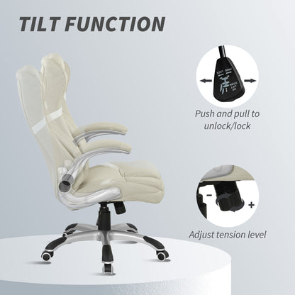 Vinsetto Fabric Office Desk Chair w/ Adjustable Height Tilt Function Beige