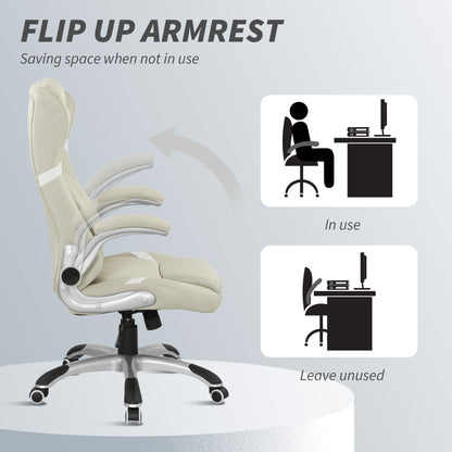 Vinsetto Fabric Office Desk Chair w/ Adjustable Height Tilt Function Beige