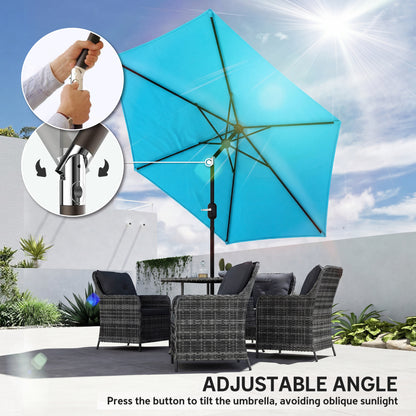 2.6M Garden Parasol Umbrella with Aluminium Pole, Tilt, Crank