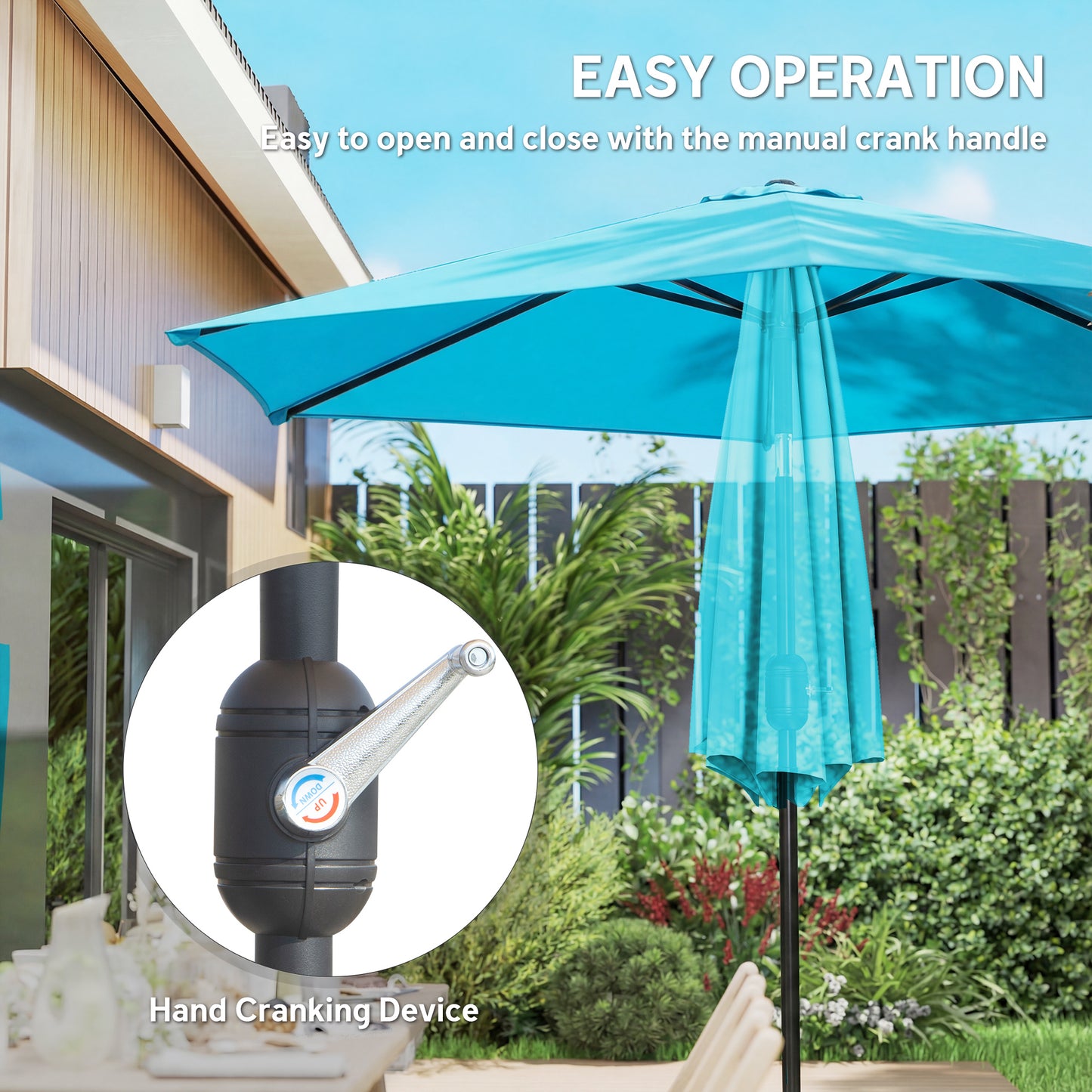 2.6M Garden Parasol Umbrella with Aluminium Pole, Tilt, Crank