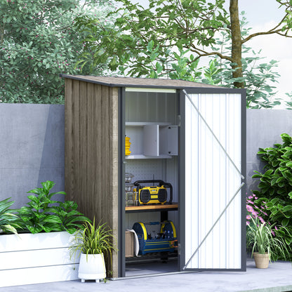 Outdoor Storage Shed Steel Garden Shed w/ Lockable Door Light Grey