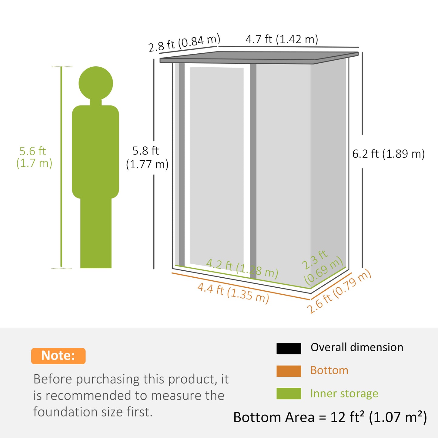 Outdoor Storage Shed Steel Garden Shed w/ Lockable Door Light Grey