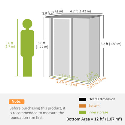 Outdoor Storage Shed Steel Garden Shed w/ Lockable Door Light Grey