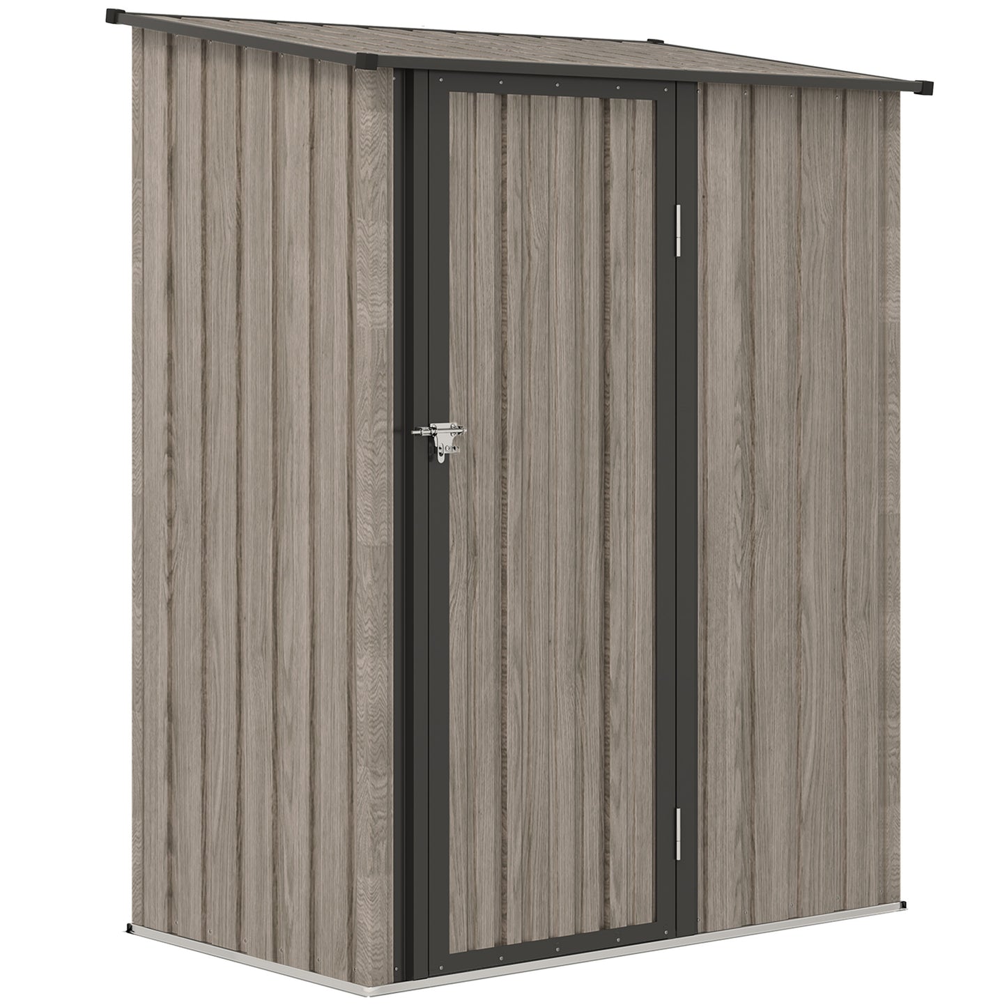 Outdoor Storage Shed Steel Garden Shed w/ Lockable Door Light Grey