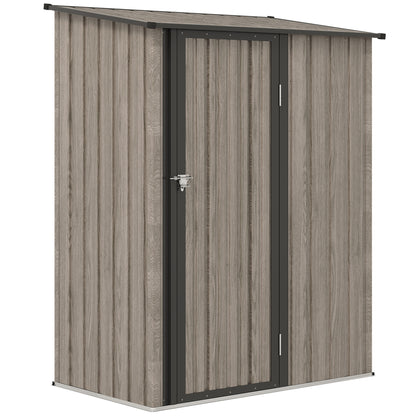 Outdoor Storage Shed Steel Garden Shed w/ Lockable Door Light Grey