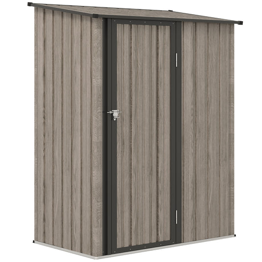 Outdoor Storage Shed Steel Garden Shed w/ Lockable Door Light Grey