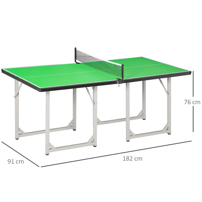 182cm Mini Tennis Table Folding Ping Pong Table with Net Multi-Use Table for Indoor Outdoor Game, Green