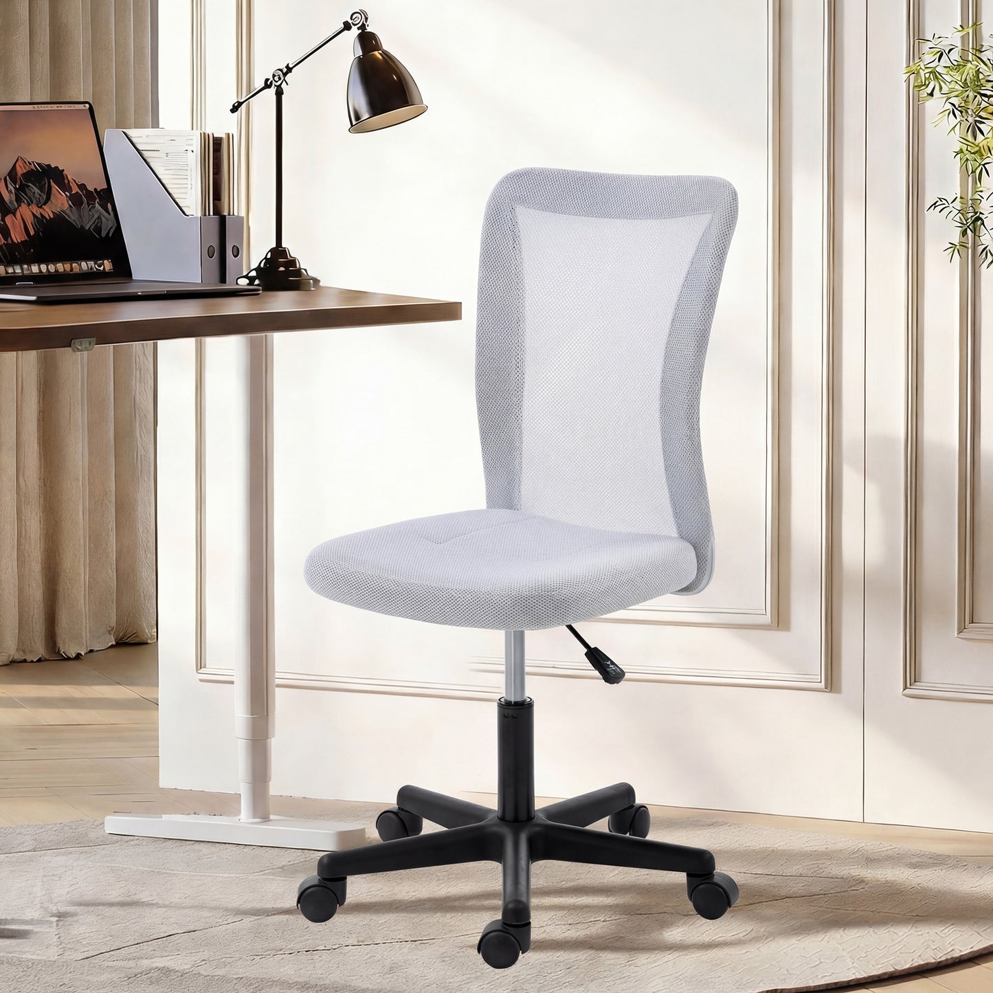 Vinsetto Mesh Office Chair Armless Adjustable Height White