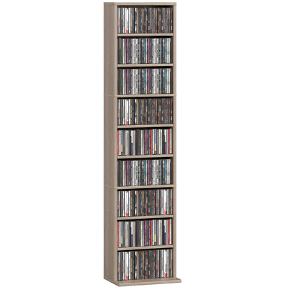 260 CD Storage Unit 120 DVD Storage Tower with 9 Compartments Natural