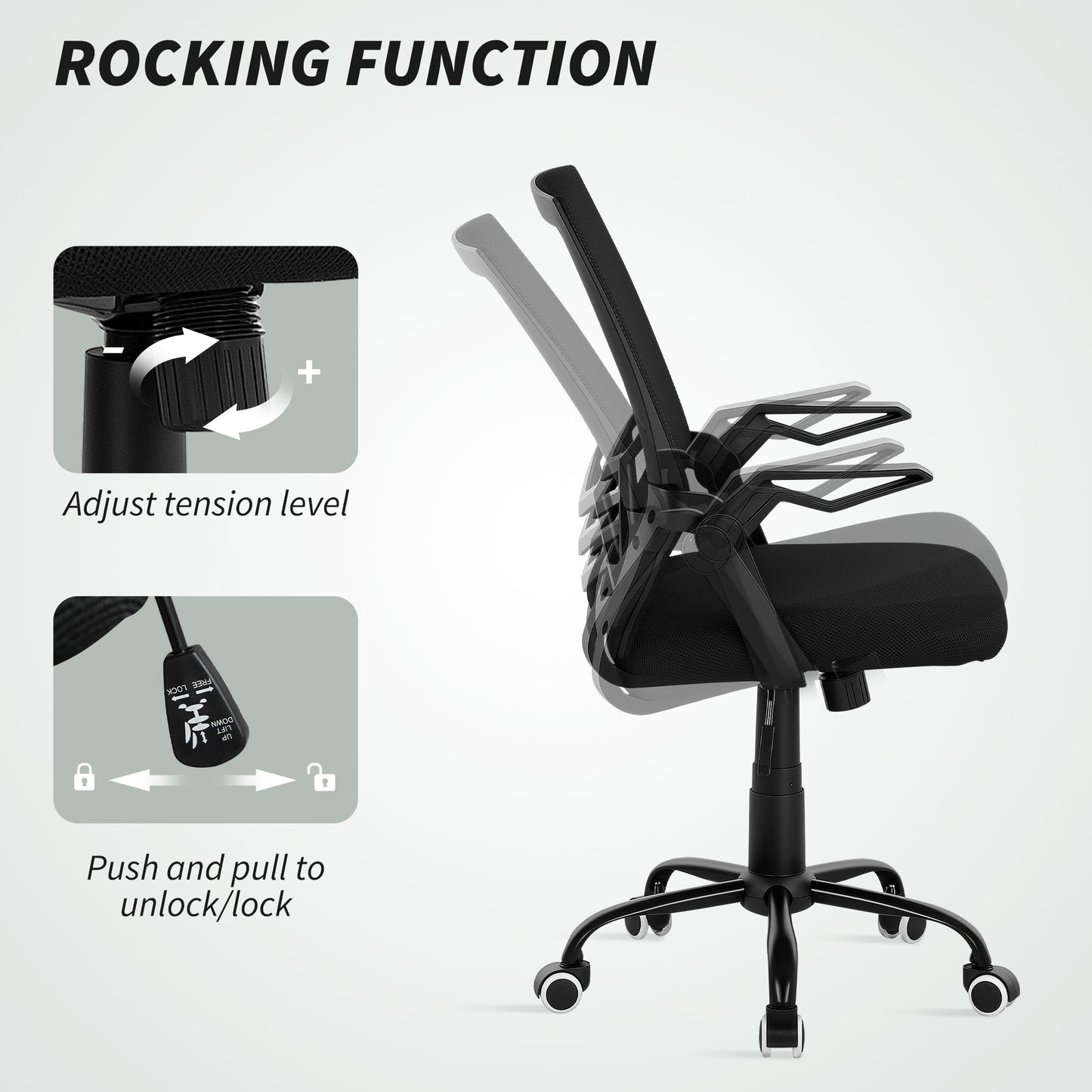 Vinsetto Mesh Swivel Office Chair Task Computer Chair w/ Lumbar Support, Black