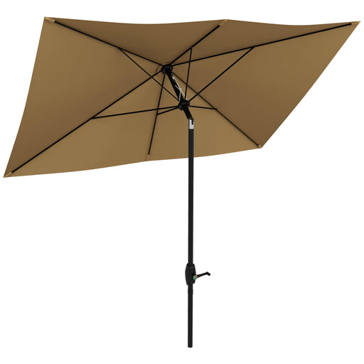 2 x 3(m) Garden Parasol Rectangular Market Umbrella w/ Crank Brown