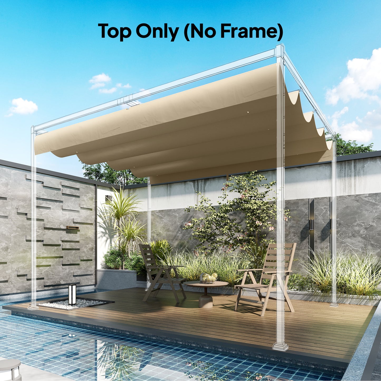 Retractable Pergola Canopy Only for 4 x 3 m Pergola, Khaki