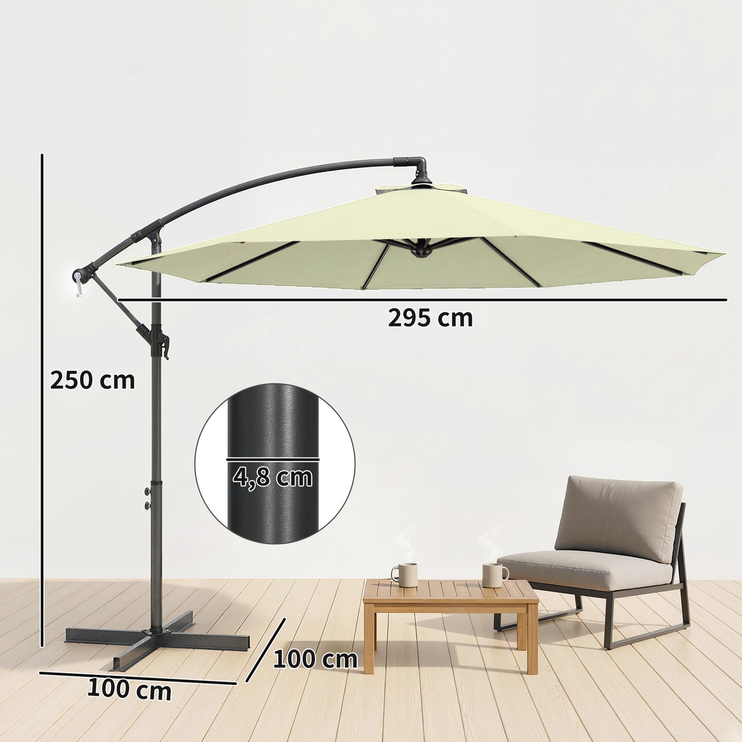 3(m) Banana Parasol Cantilever Umbrella Garden