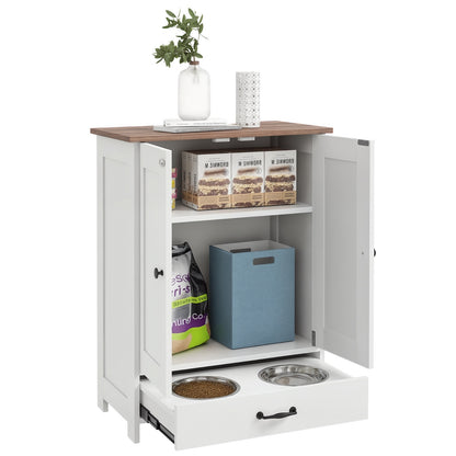 Dog Feeding Station with Storage, Pet Feeding Station with Dog Bowls