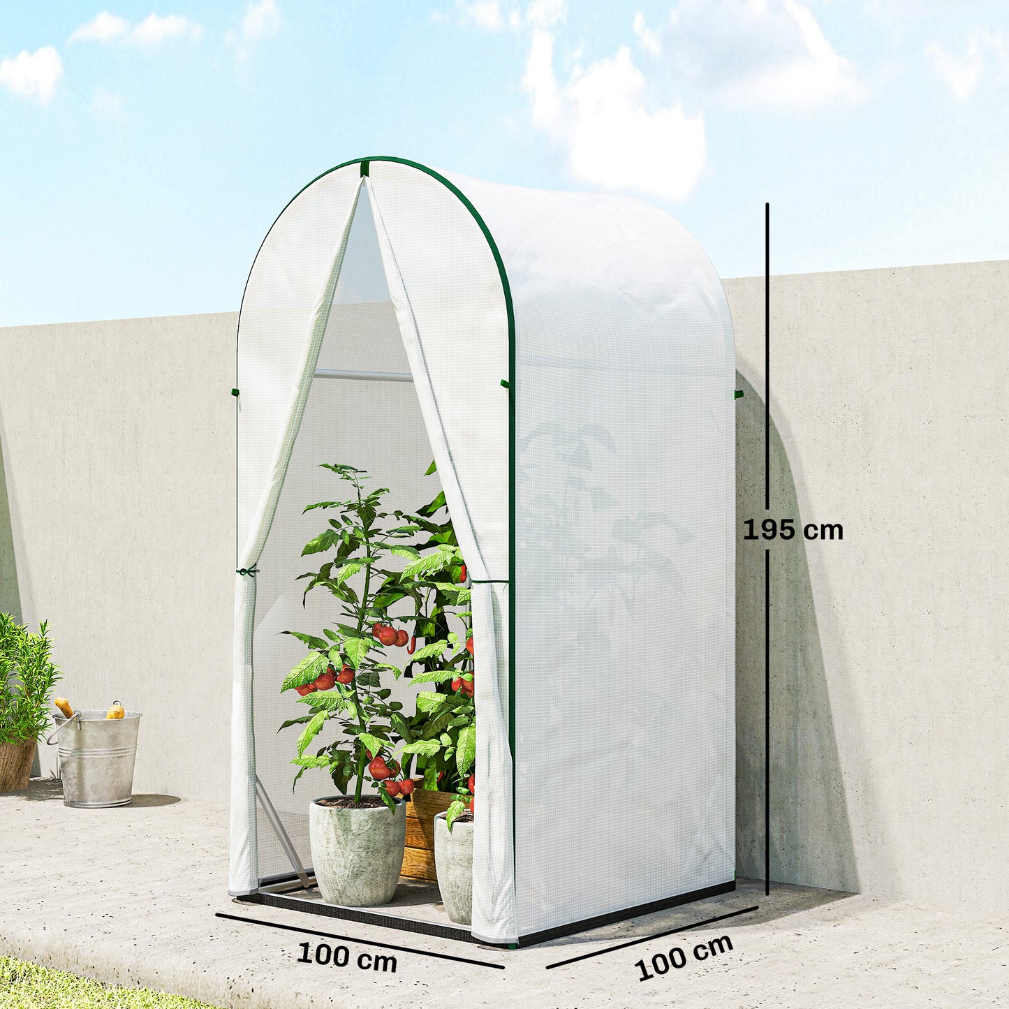 Mini Greenhouse, Small Greenhouse with PE Base, White