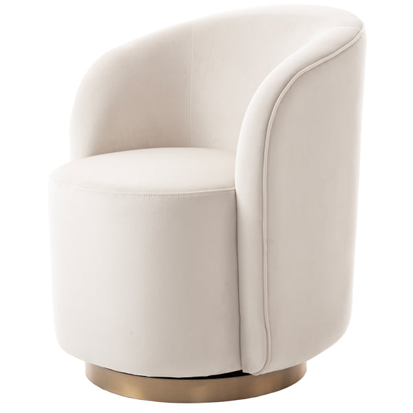 West End Swivel Dining Chair - Chalk - Brass Base