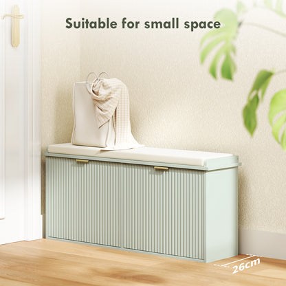 Shoe Storage Bench with Cushion and Flip-Drawer 104x26x47.5cm Green