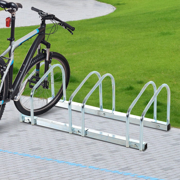 Bike Stand Parking Rack Floor or Wall Mount Bicycle Cycle Storage Locking Stand 76L x 33W x 27H (3 Racks, Silver)