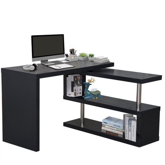 Modern Corner 360° Rotating L-Shaped Computer Desk Writing Table