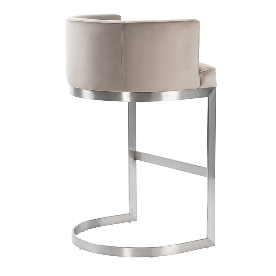 Lasco Bar Stool – Taupe - Brushed Stainless Steel Base