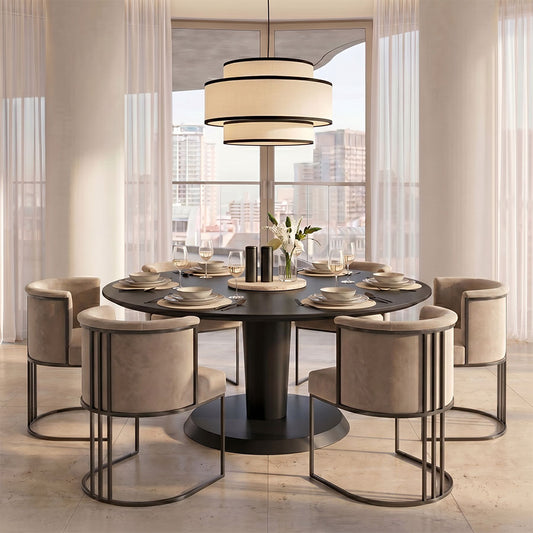 Aria Dining Chair - Taupe - Black Frame