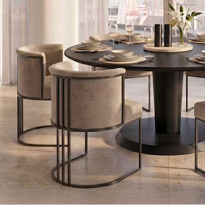Aria Velvet Dining Chair with Steel Frame - Taupe & Black