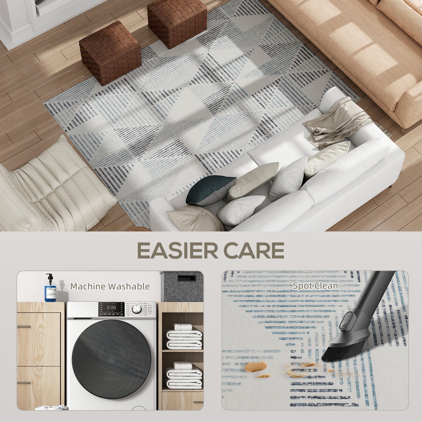 Non-Slip Large Rug for Living Room 230 x 160 cm, Multi-Coloured